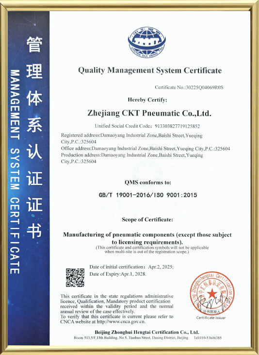 Quality Management System Certificate
